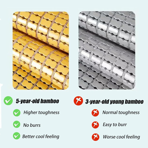 Cooling Bamboo Mat for Summer, Foldable Bamboo Sleeping Mat with Straps, 200x220cm Brown 1