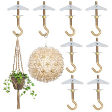 8Pcs Ceiling Hooks Heavy Duty, M6 Carbon Steel Screw Hooks for Hanging, Screw in Hook Ceiling Wall Mount with Spring Toggles, Sturdy Fixing Ancho