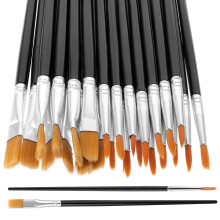 Prasacco 30 Pieces Paint Brush Set, Kids Small Round Pointed Nylon Hair Brushes for Acrylic, Oil, Watercolor Artist Painting