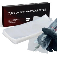 EMALLA 200pcs Tattoo Machine Covers Pouch Large Transparent Tattoo Pen Cover Bags Waterproof Machine Sleeves Pen Machine Wrap