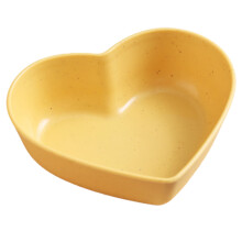 Farfi Dessert Dish Heart-shaped Stackable Drop Resistant Washable Sound Construction Pack Food Anti-deform Seasoning Plate for Dining Room (Yellow)