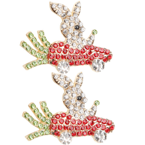 Guangmc Girls Easter Rhinestone Rabbit Carrot Stud Earrings