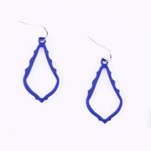 RSAMD Hammered DropTwo Tone Filigree Petals Floral Moroccan Girls Statement Earrings -E2514-Royal Blue