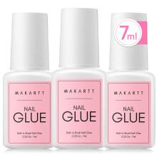 Makartt Nail Glue Extra Strong with Brush, 5s Dries Quickly, 3PCS Acrylic False Nail Glue For Nail Tips or Broken Nails, Long Lasting Nail Adhesi