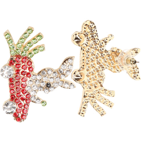 Guangmc Girls Easter Rhinestone Rabbit Carrot Stud Earrings 1