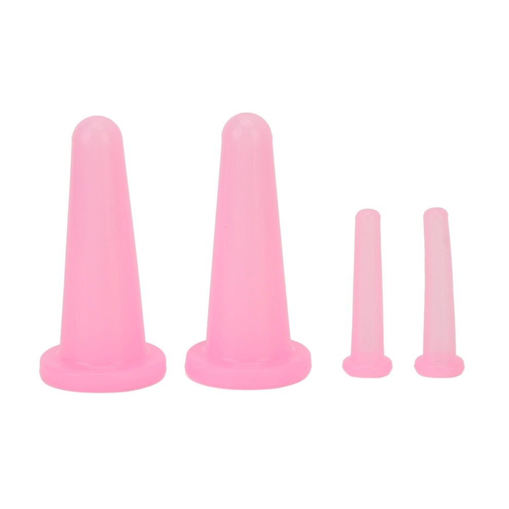 Pink 4Pcs Vacuum Massage Cup Silicone Facial Suction Massage Cup For Home Use Cellulite Treatment