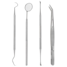 Qiushaoyue 1 Set of 4pcs Oral Cleaning Tools Stainless Steel Teeth Scaler Probe Oral Care Kit