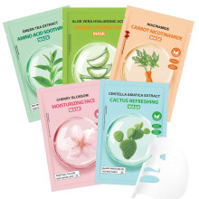 AOPEIBOTO Face Masks Skincare, 5 Pcs Sheet Masks, Hydrating Facial Mask for All Skin Types, Long-lasting Moisturizing, Soothing, Even Skin Tone