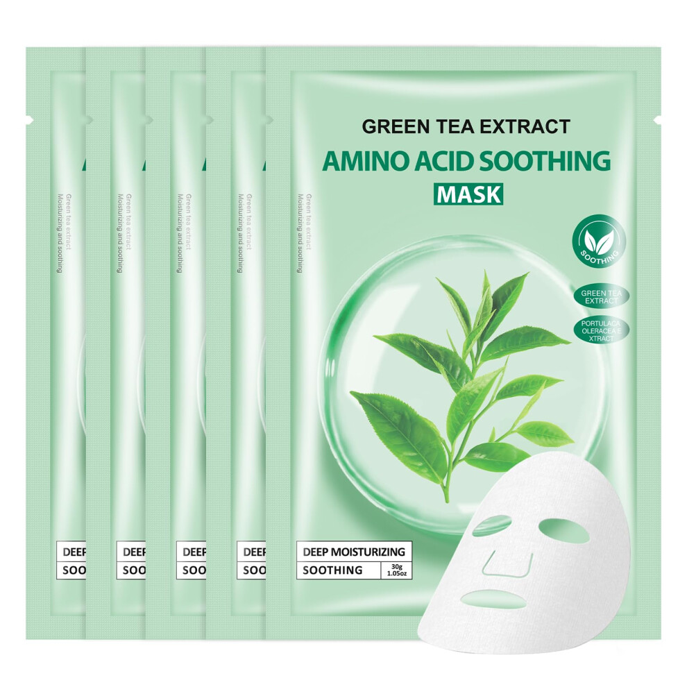 Aopeiboto Face Masks Skincare, 5 Pcs Sheet Masks, Hydrating Facial Mask For All Skin Types, Deep Moisturizing, Balance Skin Water & Oil, Soothing