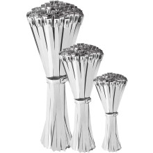 300PCS Metal Cable Zip Ties,300 lbs Tensile Strength, 304 Stainless Steel,Multi-Purpose Heavy Duty Self-locking Cable
