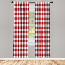 Ambesonne Plaid Curtains, Lumberjack Buffalo Checks Art, Pair of 28"x84", Red and White