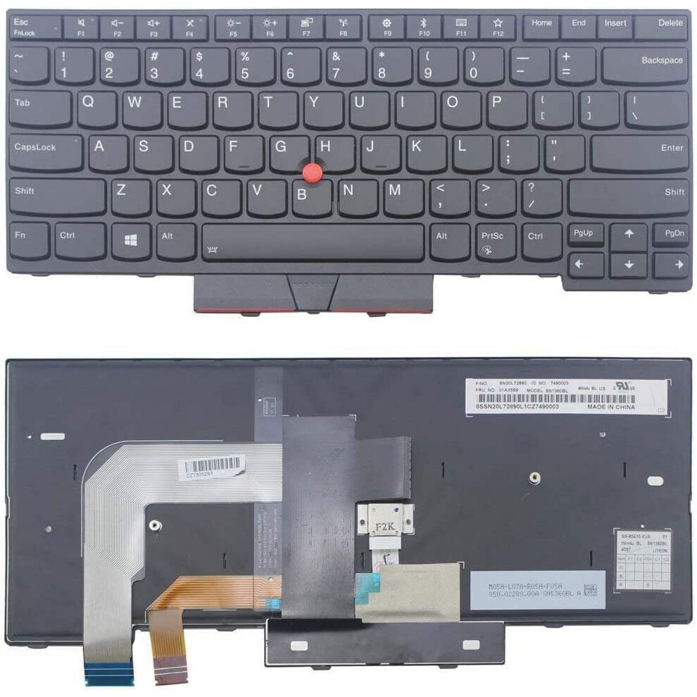 New Us English Backlit Laptop Keyboard Replacement For Compatible With Lenovo Ibm Thinkpad T480 Mt 20L5 20L6 Back Black/Light 9322103915892