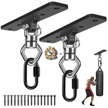 BeneLabel 2pcs Swing Hanger Bearing, 4 Hole Hammock Ceiling Hook 360 Swivel Punching Bag Wall Beam Bracket with Carabiner for Yoga Rope/Aerial Ho