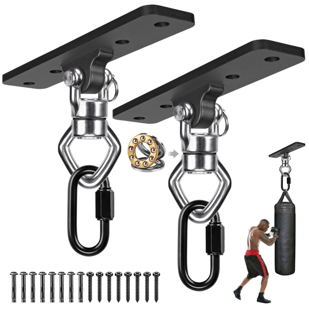 Benelabel 2Pcs Swing Hanger Bearing, 4 Hole Hammock Ceiling Hook 360 Swivel Punching Bag Wall Beam Bracket With Carabiner For Yoga Rope/Aerial Ho 50981816
