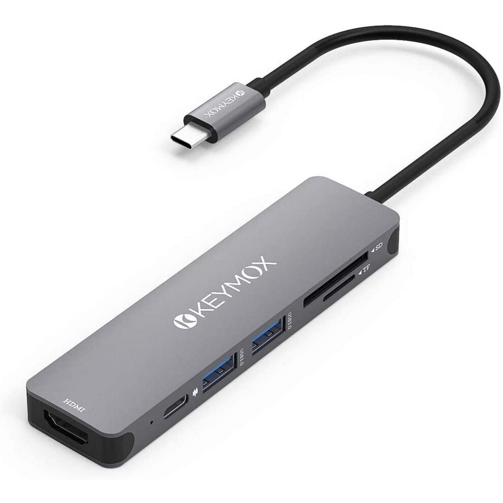 Usb C Hub Multiport Adapter - 6 In 1 Usb C Dongle With 2 Usb-A, 100W Pd Charging, 4K Hdmi, Sd/Tf Reader 9322103915946