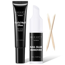 Makartt No Curing Nail Glue Gel with Remover, New Super Strong Semi Solid Glue, Long Lasting Upgraded Hema-Free Nail Glue for Press On Nails, Qui