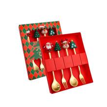 Christmas Spoon Christmas Dessert Spoon Fork Stainless Steel Tableware Set Cute Doll with Hand Gift, Christmas Forks
