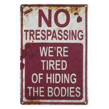 XIUH Home Decoration Door Hanging Decoration No Trespassing Retro Metal Sign Flag Plaque Bar Club Cafe Garage Wall Decor Art (Red)