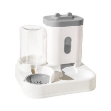 DOLITY Automatic Cat Feeder and Water Dispenser,2 in 1 Gravity Pet Food Bowl Drinking Fountain for Small Medium Dog Puppy Kitten,Gray