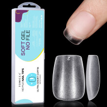 TOMICCA Extra Short Coffin Nail Tips - 360Pcs No File Full Cover Acrylic False Gel Nails for Nail Extension, 15 Sizes Pre-shaped Double-sided Mat