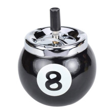 Billiard Ashtray with Lid Black Eight Ball Pool Table Theme for Home Office Decor Gift