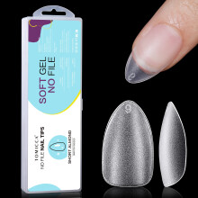 TOMICCA 360Pcs Short Almond Gel Nail Tips - No-File Matte Full Cover for Soak Off | Soft Acrylic False Tips, 15 Sizes Salon & Home Kit