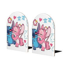2 Pack Bookends Cute Cartoon Stitch Book Stopper Heavy Duty Premium Metal Decorative Book End Supports For Kids Shelves Room Office-Q21