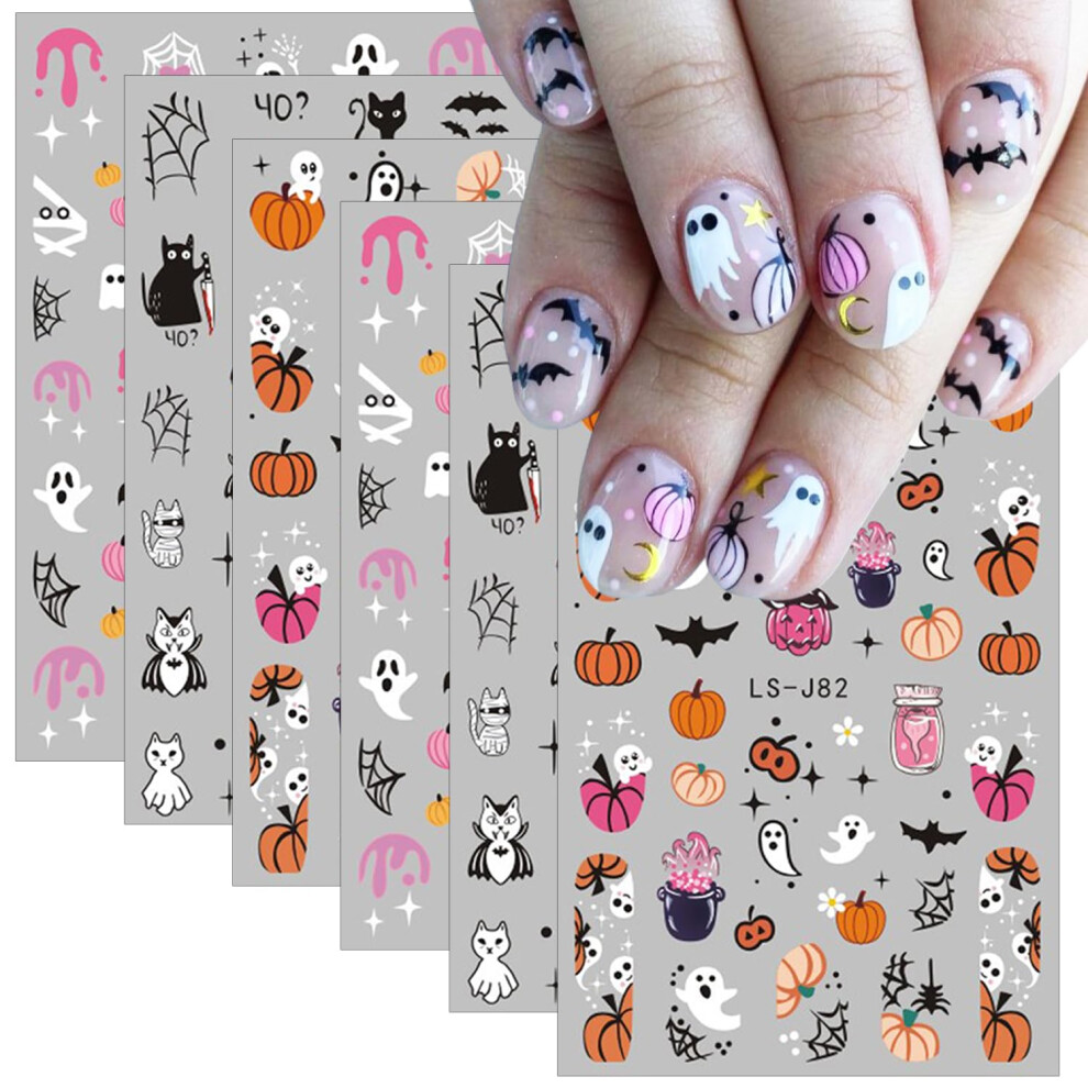 Halloween Nail Stickers 3D Ghost Pumpkin Spider Bat Cat Designs SelfAdhesive for Women Kids