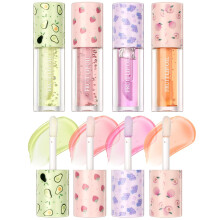 Lip Gloss Set 4 Pack Fruit-Flavored Lip Glow Oil for Hydrated & Moisturizing Lips Transparent Colorless Moisturizing Lip Lotion- Comprehensive Li