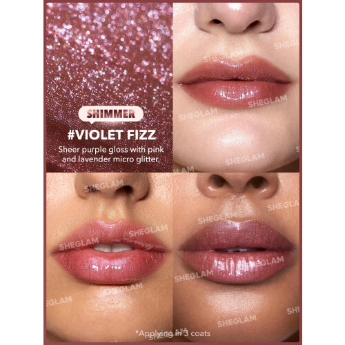 SHEGLAM Pout-Perfect Moisturizing Solid Lip Gloss Shimmer Lip Plumper-Violet Fizz 1