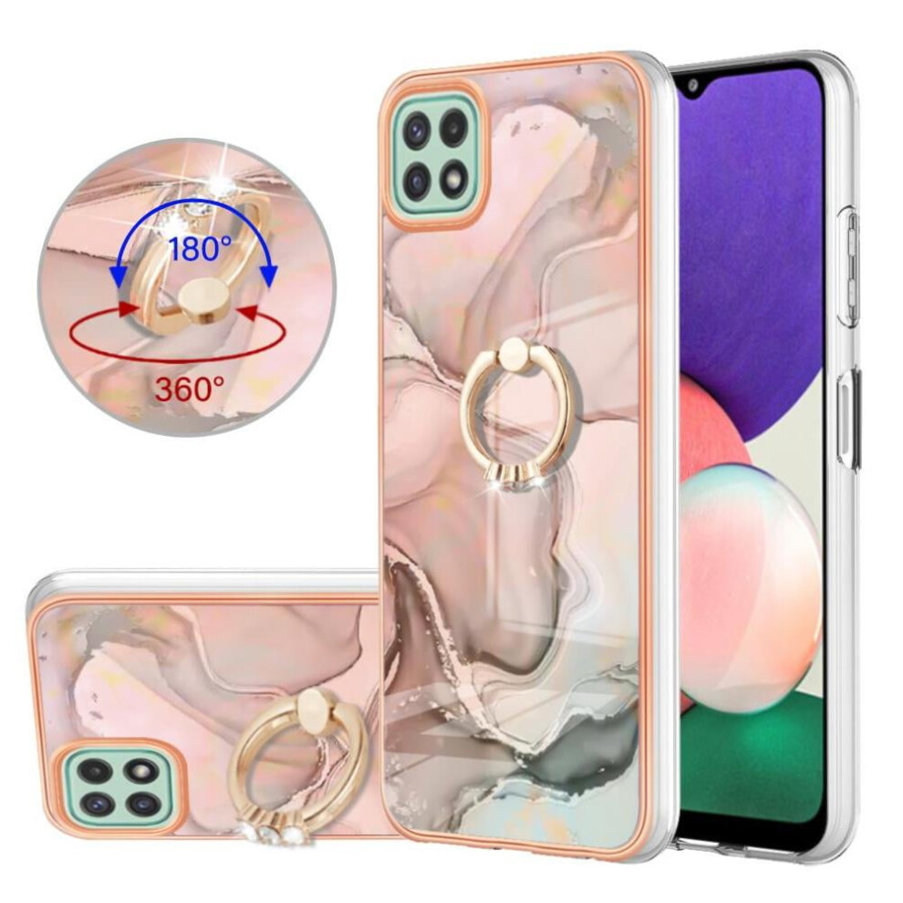 Case For Compatible With Samsung Galaxy A22 5G 360 Rotatable Ring Bumper Marble Shockproof Tpu Silicone 9338982127653