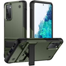 Compatible with Samsung Galaxy S20 FE Case, Military Grade Shockproof Drop Protection Heavy Duty Rugged Hybrid Cover with Kickstand - Armygreen, 6.5"