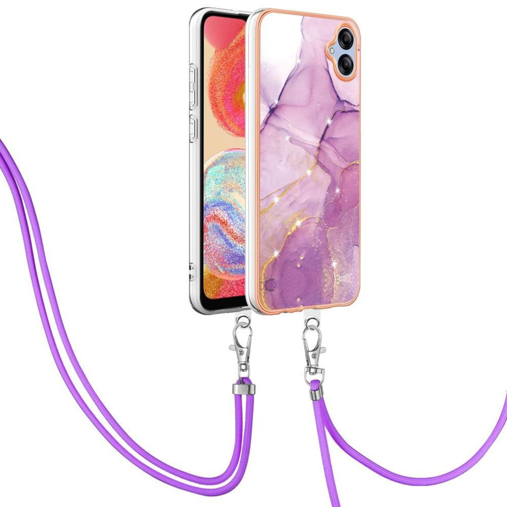 Case For Compatible With Samsung Galaxy A04e Crossbody Lanyard Strap Anti-Scratch Soft Bumper Marble 9338982127516