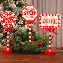 Txmfgh Christmas STOP Sign Decorative Lights: Wooden Holiday Ambience for Tabletop and Window Display