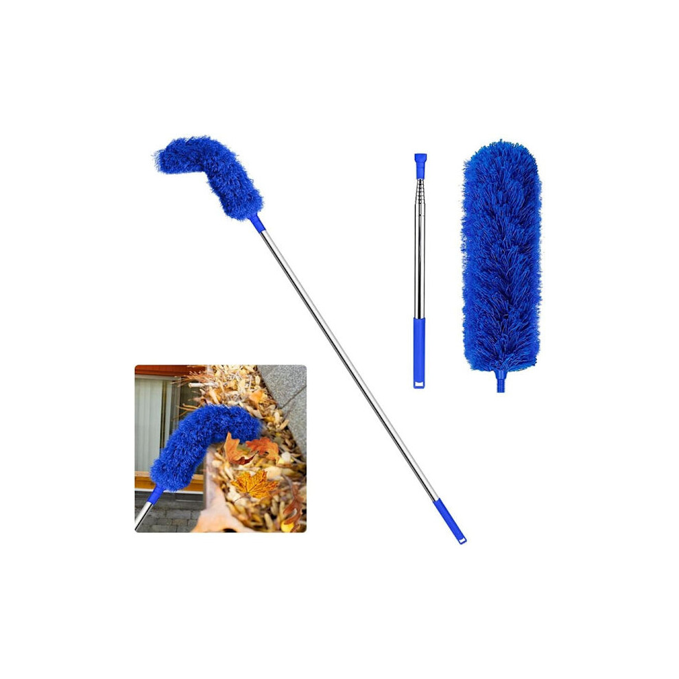 Gutter Cleaning Brush Roofing Tool With 8.2Ft Extendable Telescopic Pole Easy To Remove Cleaning Tool, Blue 9377112382654