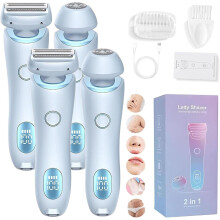 Modira Mermaid Shaver, 2 in 1 Electric Razor for Women, Detachable Head, Wireless Bikini Trimmer, IPX7 Waterproof, Painless (Blue *2)