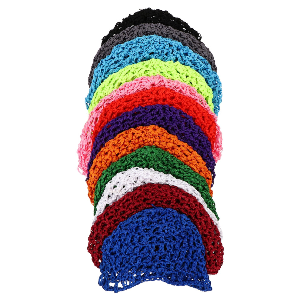 Unisex Eease Braided Wigs Hair Net Crochet Snood Cap Short Hair Wrap (Mixed Color)