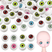 80pcs 8 Colors Safety Eyes, Plastic Craft Eyes Hollow Half Round Bear Eyes Scary Realistic Eyes for Halloween Amigurumi Sculptures Compatible with