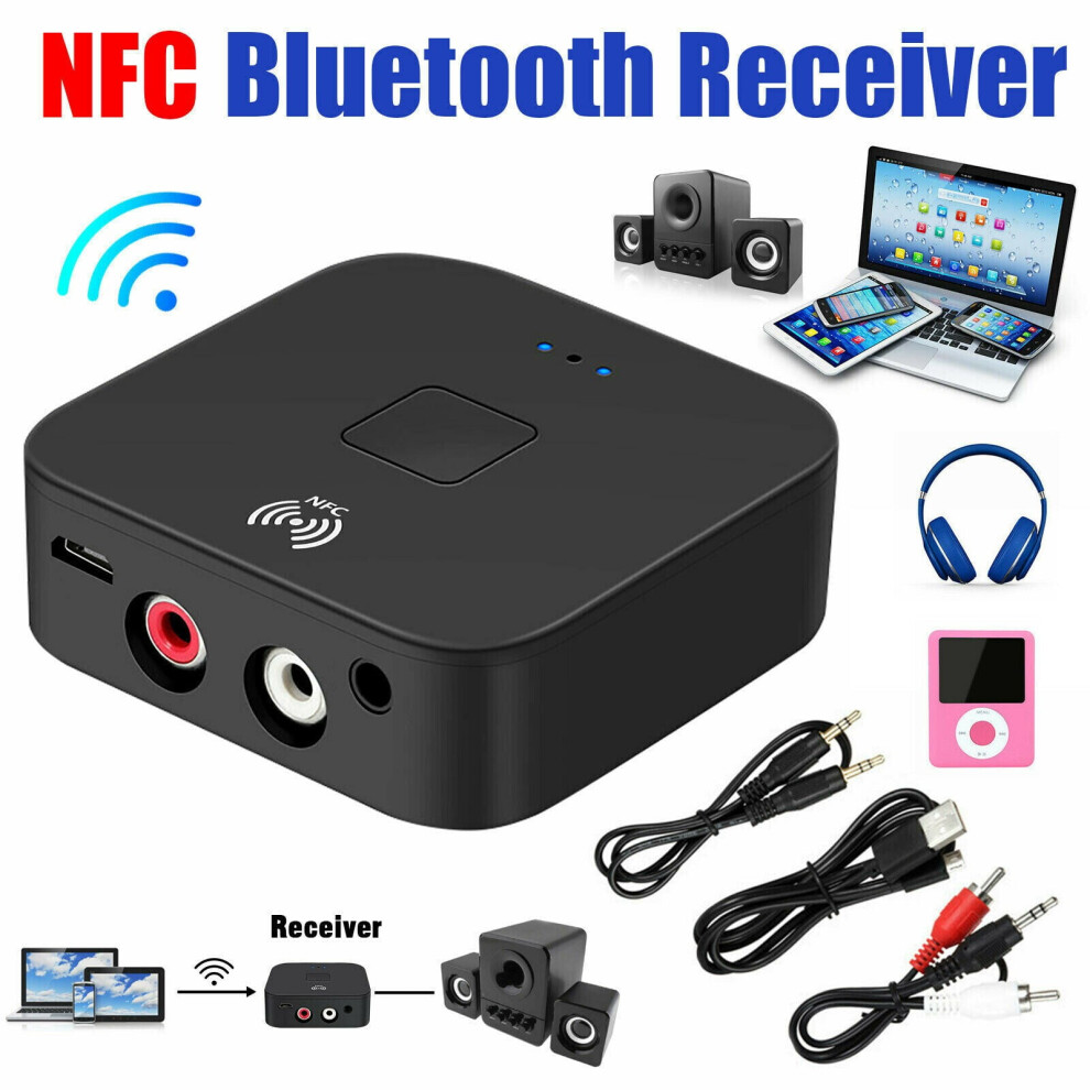 Bluetooth 5.0 Receiver Wireless 3.5Mm Jack Aux Nfc To 2 Rca Stereo Adapter 9377112383712