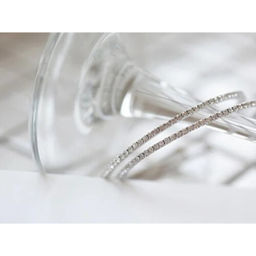 Sparkling Silver Earrings -Hoop with White Strass/Rhinestones 9 cm Silver 2