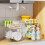 2 Sets 2-Tier Clear Under Sink Organizers, Compatible with Bathroom & Kitchen Cabinets, Stackable Pull-Out Storage with Dividers 7