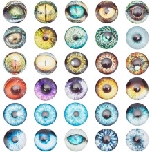 30 Styles 40mm Glass Cabochons, Large Animal Glass Eye Half Round/Dome for Jewelry, Cameo Pendants, Puppets Making