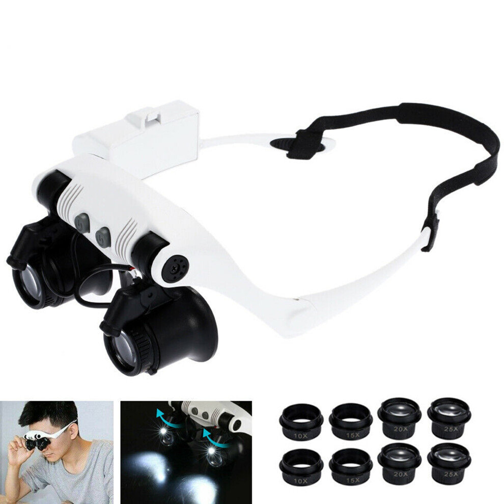 Light Tinglu Jeweler Magnifier Headband Magnifying Glass Loupe Glasses With Led