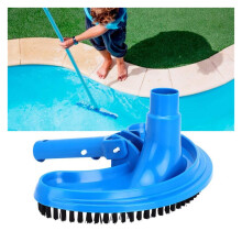 Flexible Half Moon Swimming Pool Vacuum Head with Hard Bristle Brush for Easy Cleaning Blue