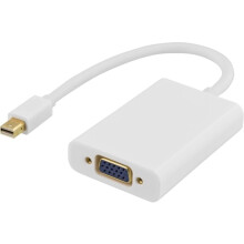 DELTACO mini DisplayPort to VGA adapter with audio, 0.25m, white (DP-VGA14)