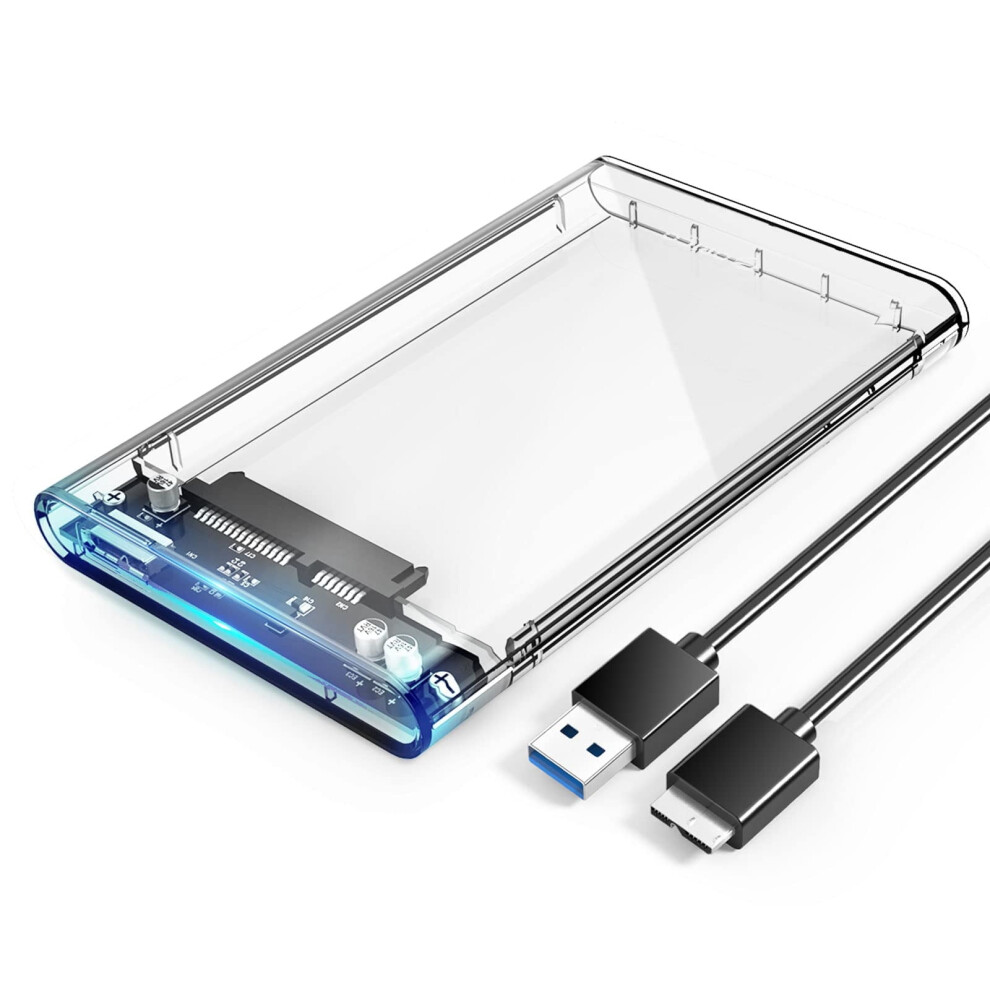 Emlimny 2.5" Sata To Usb3.0 Tool-Free External Hard Drive Enclosure, Clear Case For 2.5 Inch Ssd & Hdd 9.5Mm 7Mm, Support Max 4Tb With Uasp, 9027700918900