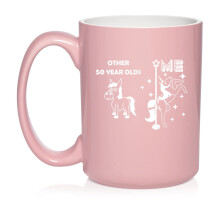 50 Year Old Superstar Unicorn Funny 50th Birthday Ceramic Coffee Mug Tea Cup Gift for Her, Friend, Coworker, Sister (15oz Light Pink)