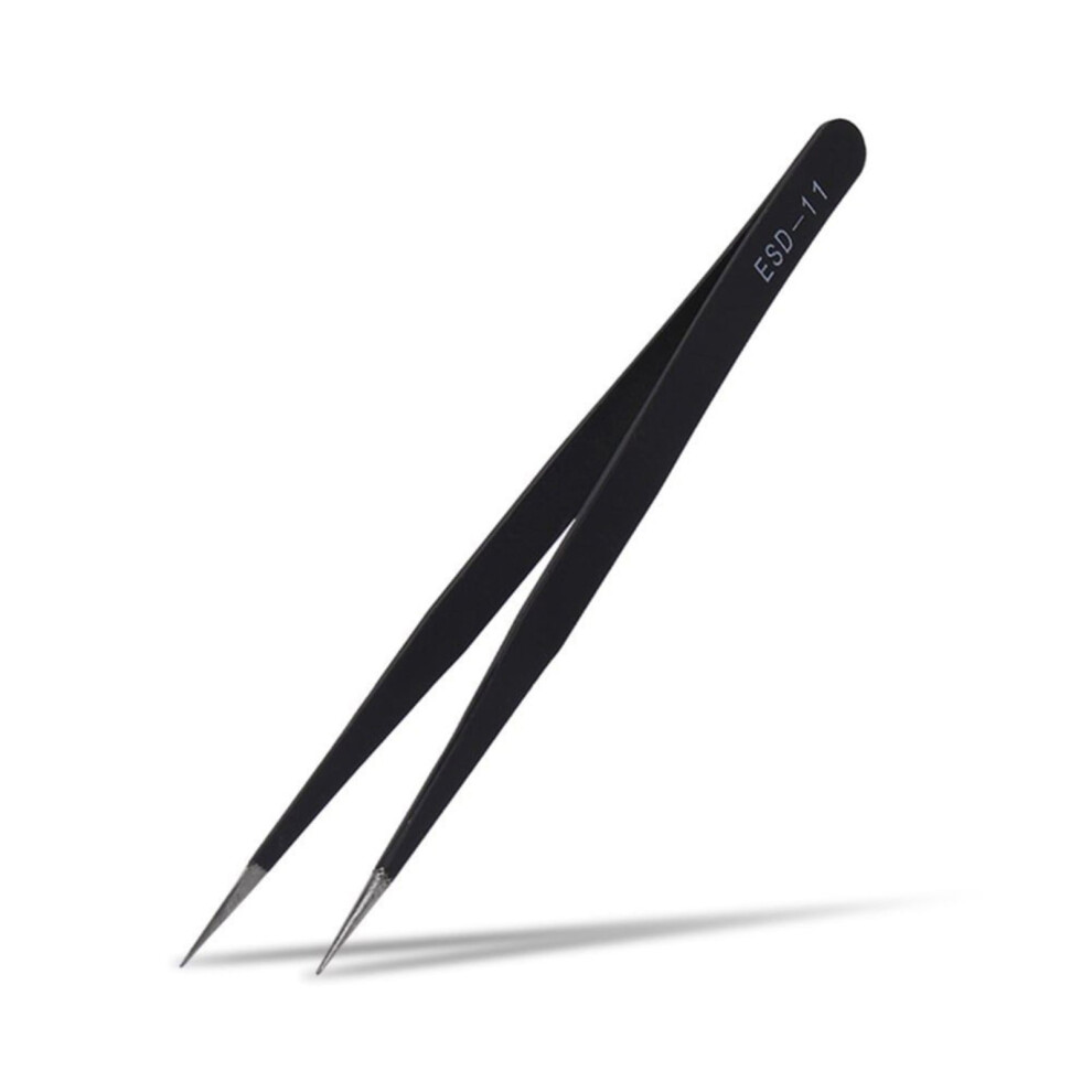 Happydeer 1 Pc ESD Safe Stainless Steel Anti-Static Tweezers Maintenance Repair Tool