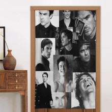 Damon Salvatore Door Curtain for Doorway, Pattern Print Blackout Privacy Window Curtain, Room Divider Curtain Tapestry Home Decor, 34" W X 56" L