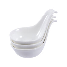 3pcs Ceramic Dip Bowls with Handle Porcelain Seasoning Plate Soy Sauce Dipping Bowl Caviar Spoon Side Sauce Dishes Serving Bowl for Home Restaurant